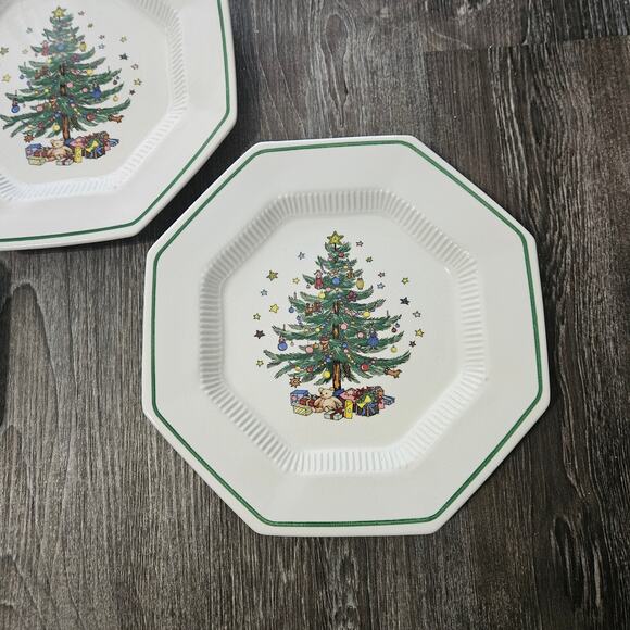 Nikko Christmastime Dinner Plate Set of 3 Octogon Xmas Tree Stars Gifts - Picture 4 of 10